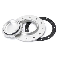 PQY billet aluminum cap top view showing easy-fill design for quick fueling