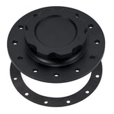 PQY billet aluminum fuel cap front view with easy-fill design for quick fueling.