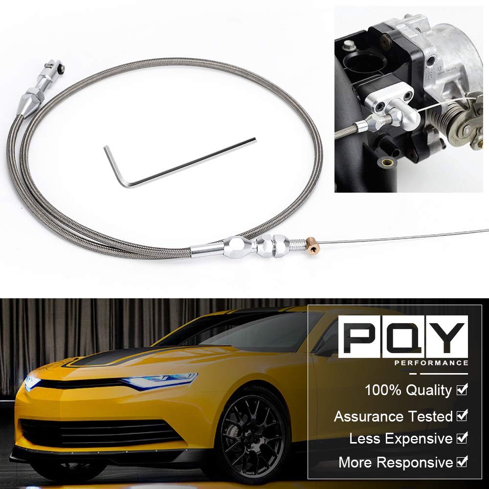 PQY braided stainless throttle cable close-up detail highlights robustness