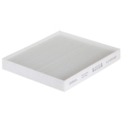 Boxed filter shown beside car dashboard for replacement ease.