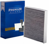 Premium Guard cabin air filter PC99237C front view improves cabin air quality by capturing 99% of particles.