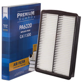 Premium Guard PA6320 engine air filter close-up emphasizing high-capacity media for cleaner intake