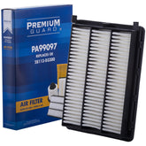 Premium Guard PA99097 engine air filter front view, engineered for enhanced engine protection.