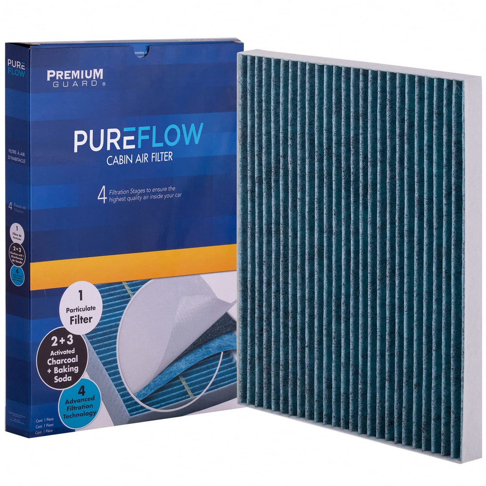 Premium Guard Pureflow PC99238X cabin air filter reduces dust and pollen for cleaner air.
