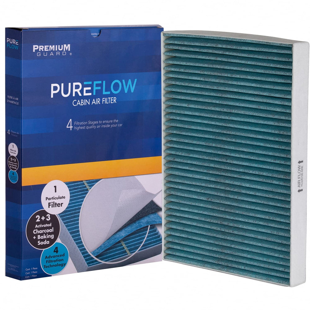 Premium Guard PureFlow cabin air filter front view enhances cabin air quality