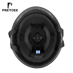 Pretoee helmet with DOT-approved badge emphasizes safety-compliant design.