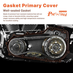 Prewired derby cover gasket provides reliable seals around the derby cover