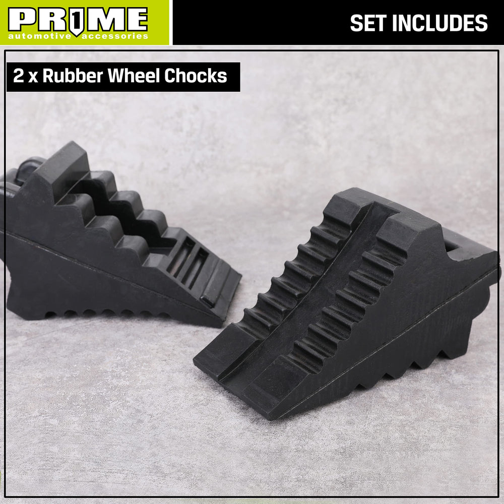Prime 1 rubber wheel chocks offer durable, oil-resistant performance.