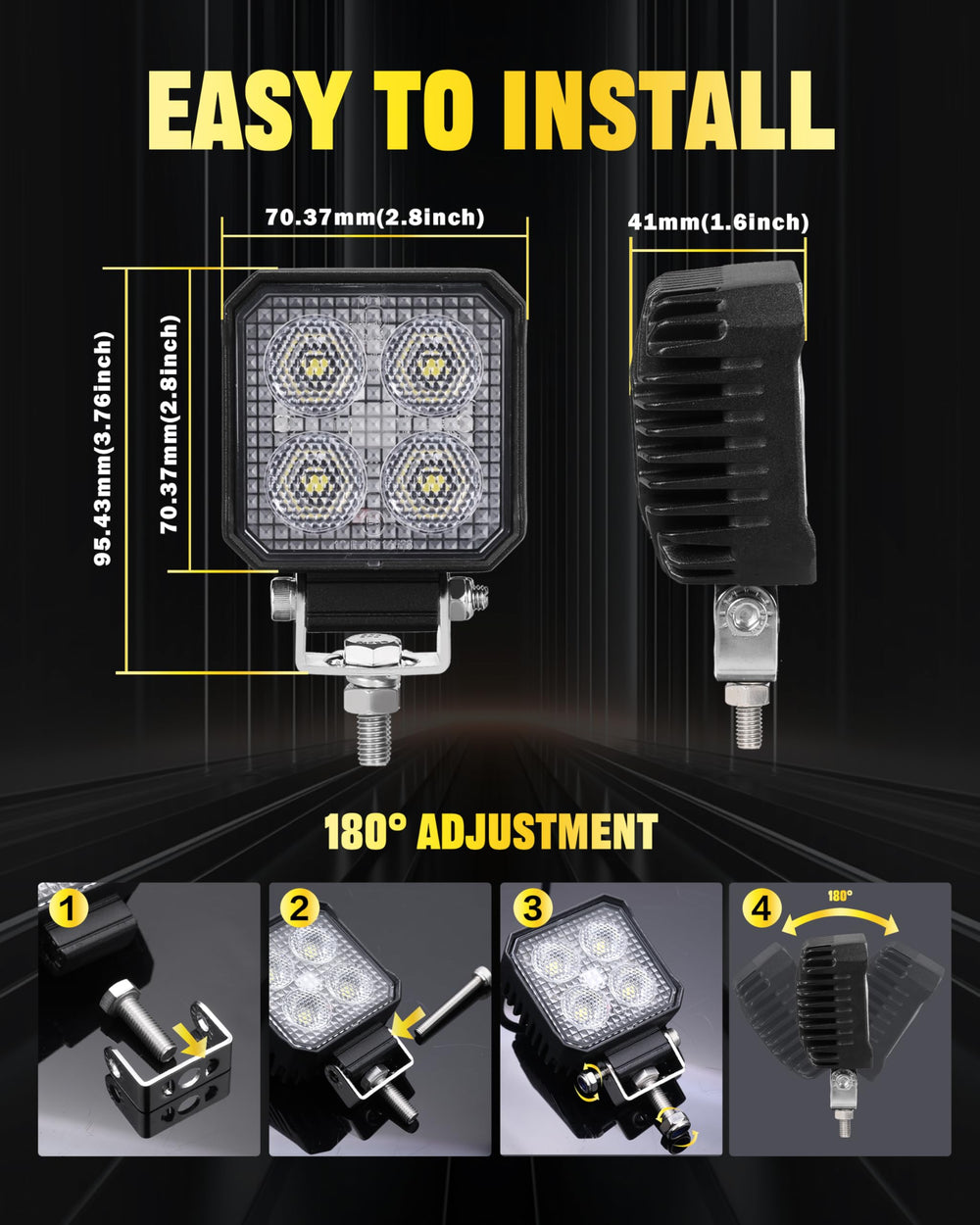 Primelux 2.8-inch LED work light die-cast housing delivers durable protection.