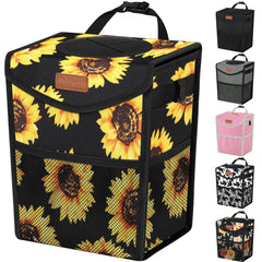 Pritent car trash can lid trapezoid design with secure closure for mess-free travel.
