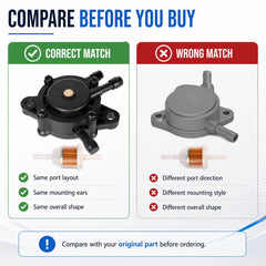 Product label on Pro Chaser Kohler KT725 KT745 fuel pump for correct installation