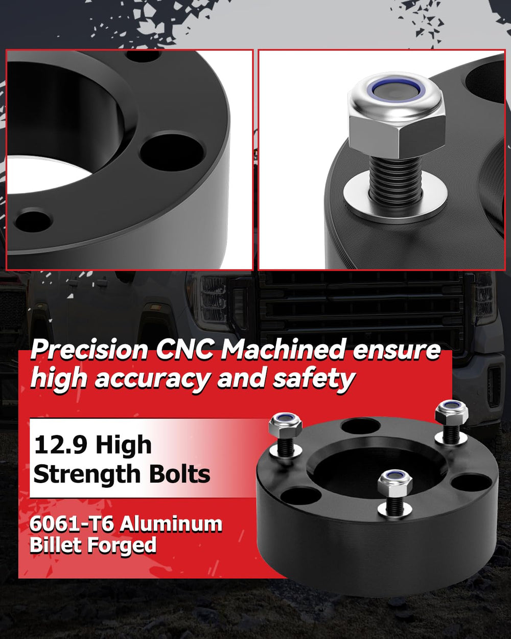 PROEZE hardened grade 12.9 bolts pre-installed for secure fit.