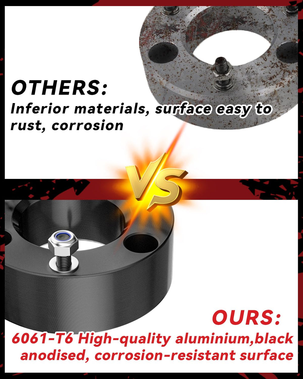 PROEZE finish close-up demonstrates corrosion protection on the leveling kit.