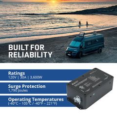EMS-HW30C showing surge absorption up to 1,790 joules for RV electronics