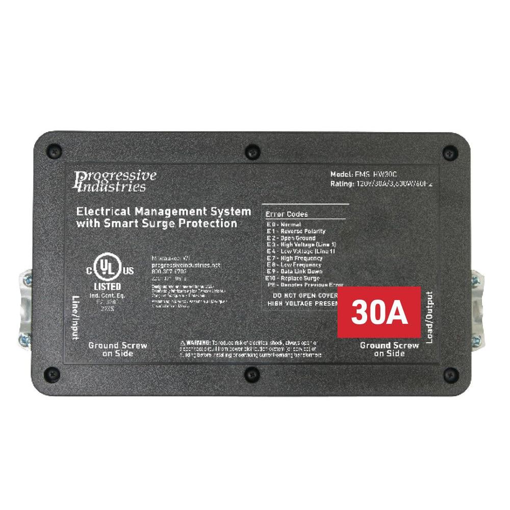 Progressive Industries EMS-HW30C outdoor display with LED indicators for safe RV power usage