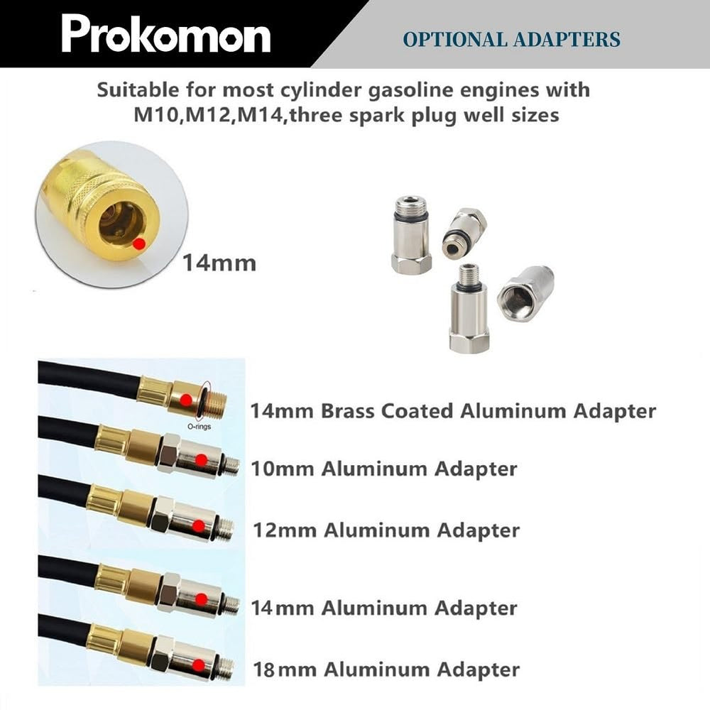 Prokomon M14 extension rod and adapters for varied hose lengths.