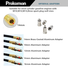 Prokomon M14 extension rod and adapters for varied hose lengths.