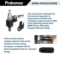 Prokomon oxygen sensor socket 3/8" drive compatible with common ratchets.