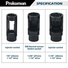 Prokomon oxygen sensor socket low-profile design reaches tight spaces.