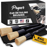 PROPER DETAILING CO. premium brush set with soft boar hair handles for gentle cleaning