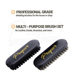 PROPER DETAILING CO. couch upholstery brush demonstrates versatile home cleaning