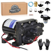 ProRefine RV water pump assembly shows direct replacement compatibility for campers.