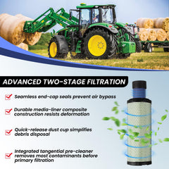 Prosentuo tangential pre-cleaner removes most debris before filtration for smoother airflow