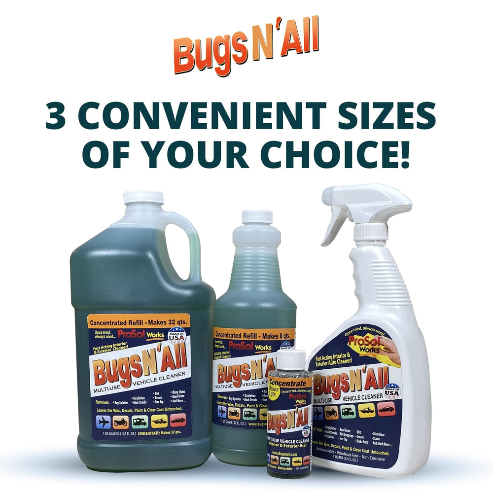 PROSOL WORKS Bugs N’ All concentrate with free spray bottle for value.