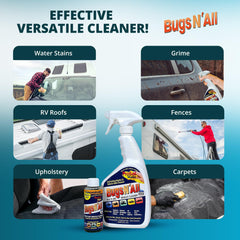PROSOL WORKS Bugs N’ All surface-cleaner-application demonstrated with a spray and wipe.