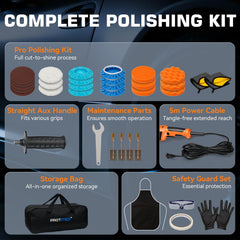 Protmex storage bag and brushes keep detailing gear organized.