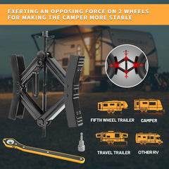 Proud Panda Wheel Chock Stabilizers pack includes crank and socket.