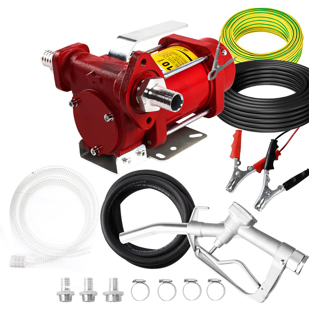 PRUNkuar 12V fuel transfer pump side view for compact base-mount setup