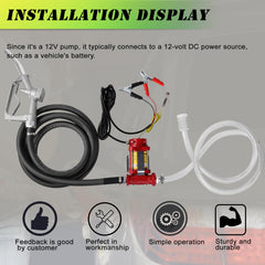 PRUNkuar 12V transfer pump with hose and nozzle ready for use