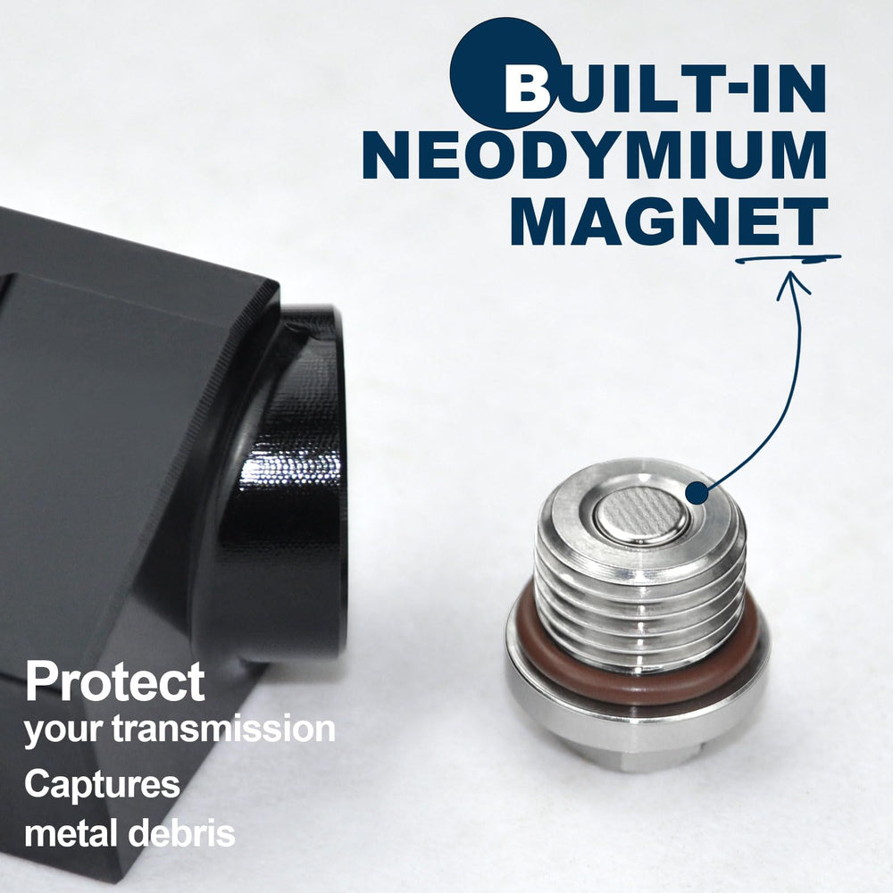 Prutomr magnetic debris capture point helps protect transmission components.