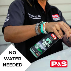 P&S Epic Waterless Wash applied on car panel for streak-free shine.