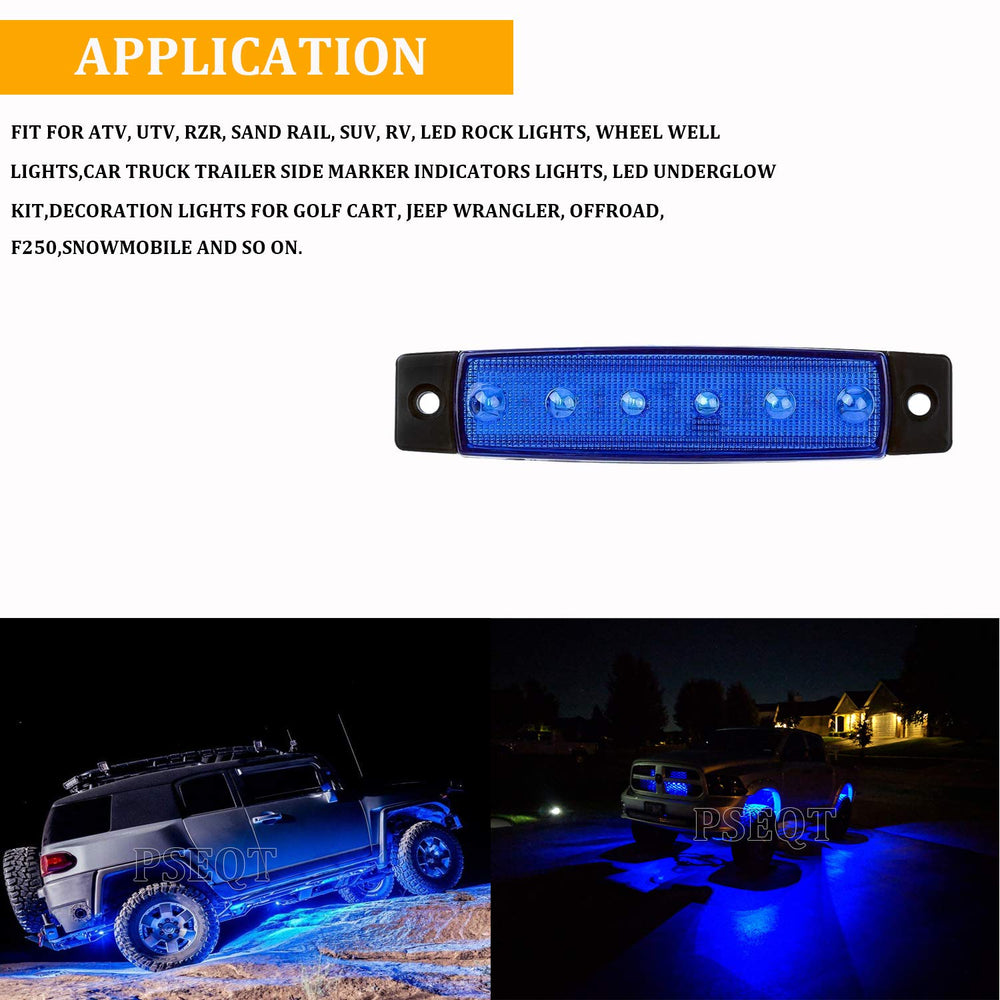 PSEQT blue LED rock strip underglow accents for Wrangler and SUV.