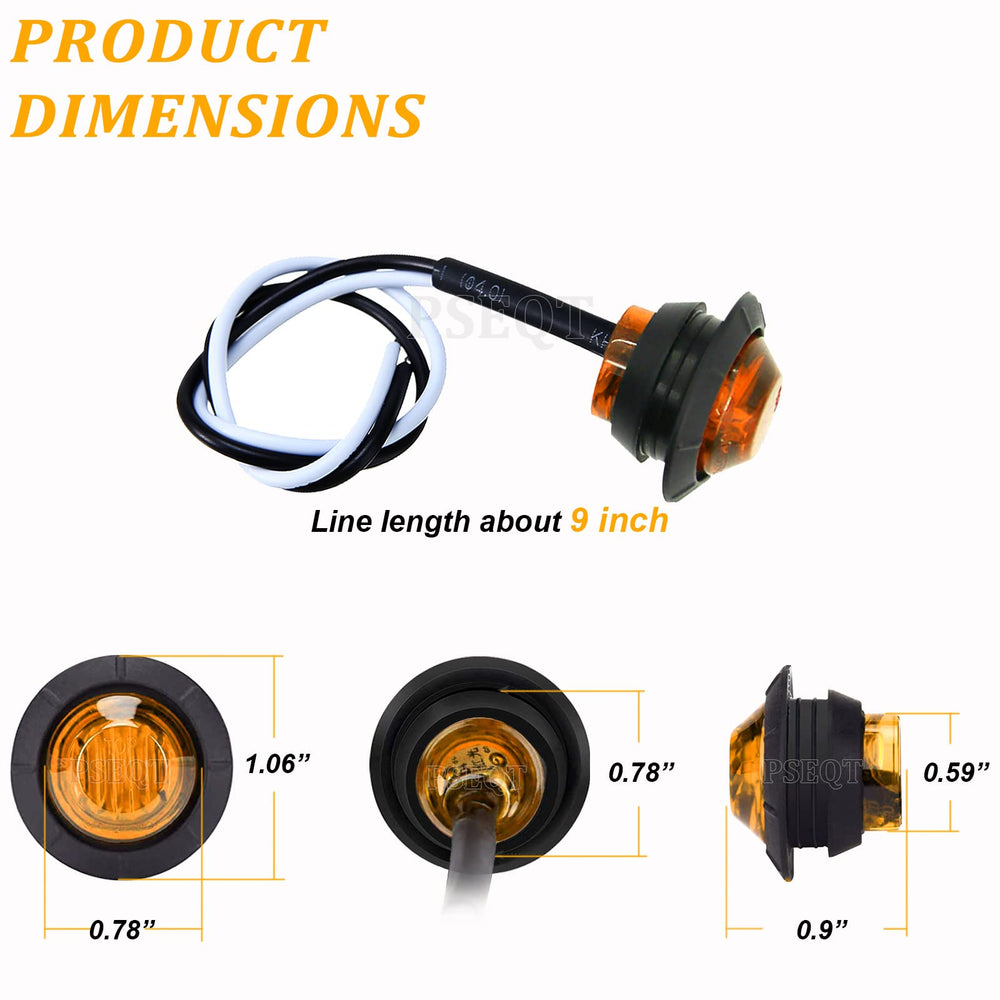 PSEQT IP68 waterproof amber marker light suitable for rain and snow.