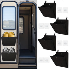 PUGPIU RV camper shoe rack folds flat for easy wall mounting.
