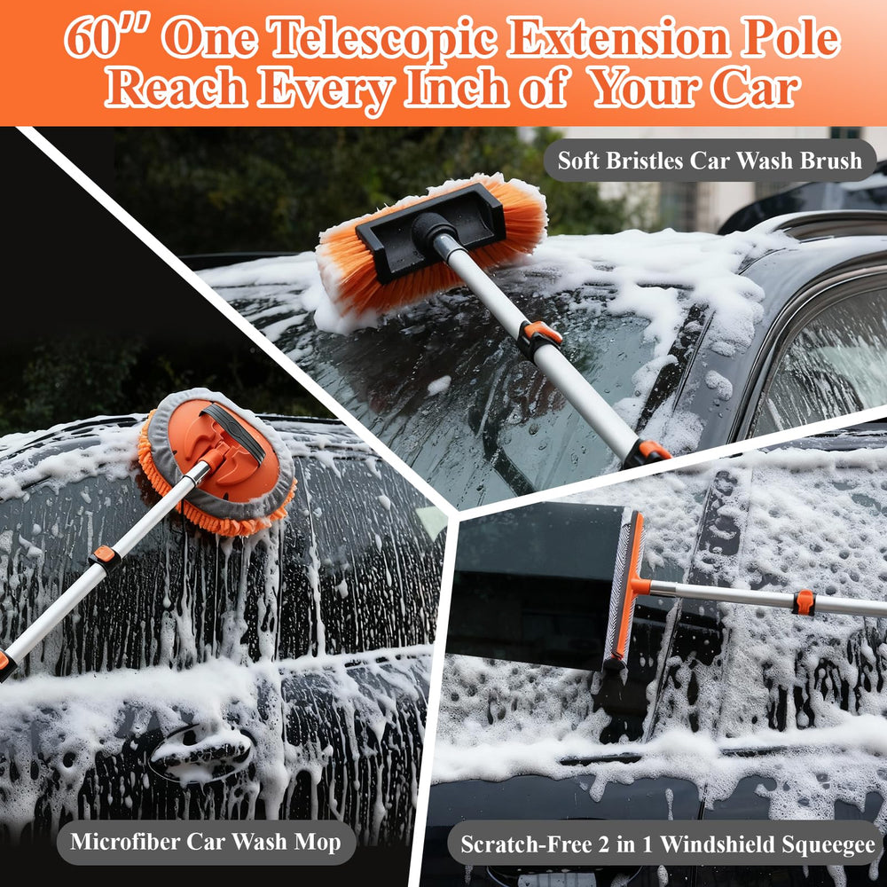 PuliKit soft car wash brush head cleans large panels without scratching.