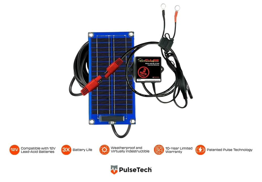 PulseTech SolarPulse panel side view demonstrates slim profile for mounting flexibility.