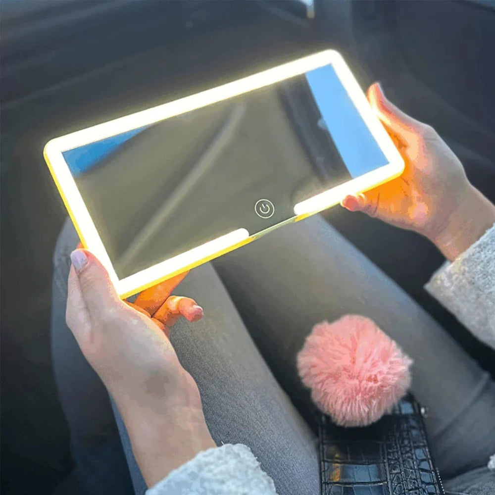 PUOAYTEGH car vanity mirror with three lighting modes for precise color matching.