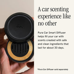 Pura app control for car diffuser lets you adjust scent anytime.