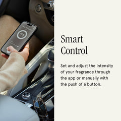 Pura car diffuser refill with motion-sensor activation for hands-free fragrance.