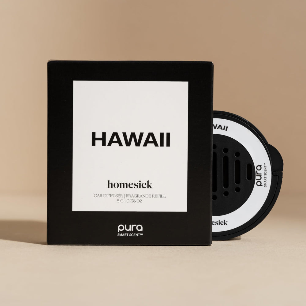 Pura Hawaii diffuser side-control dial for hands-free adjustments.