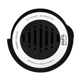 Pura Sunday Morning car refill label showing long-lasting pear and bergamot aroma