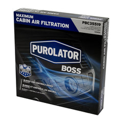 PurolatorBOSS microfibers and carbon filtration close-up demonstrate particle capture.