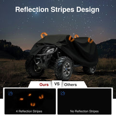 Puroma ATV Cover XL waterproof fabric keeps the vehicle dry outdoors.