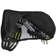 Puroma bike cover over a single bike providing rain protection and dust defense.