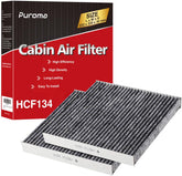 Puroma cabin air filter with activated carbon close-up showing odor control benefits