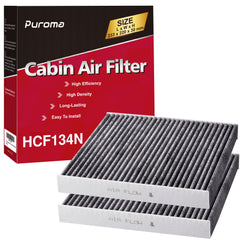Puroma cabin air filter activated carbon shows odor capture for a fresher cabin.